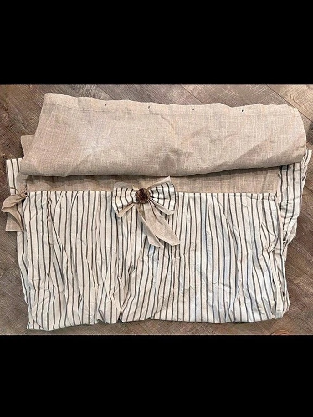 Striped Bow Rustic Shower Curtain